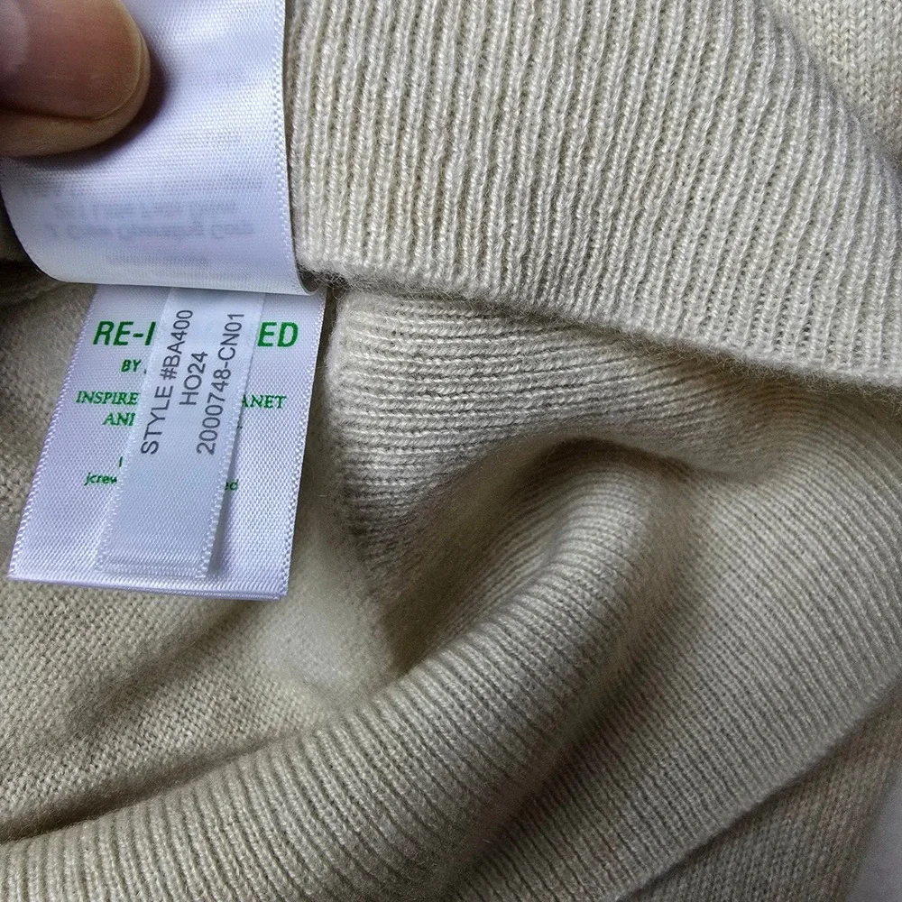 J. Crew NWOT‎ Cashmere Crewneck Sweater Natural Cream Lightweight Large
